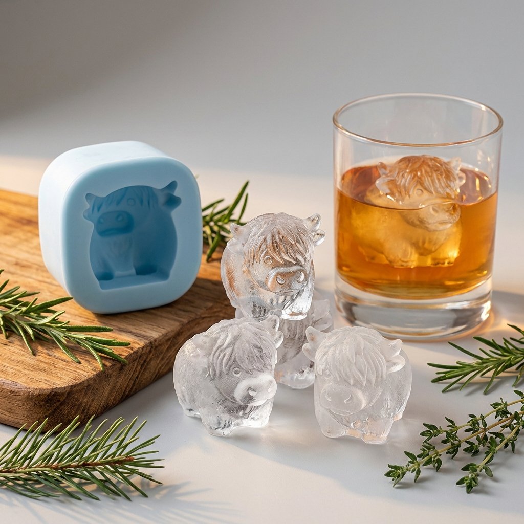 🐮🧊 Mini Highland Cow Ice Cube Mold – Cute 3D Ice for Drinks, Parties & Gifts