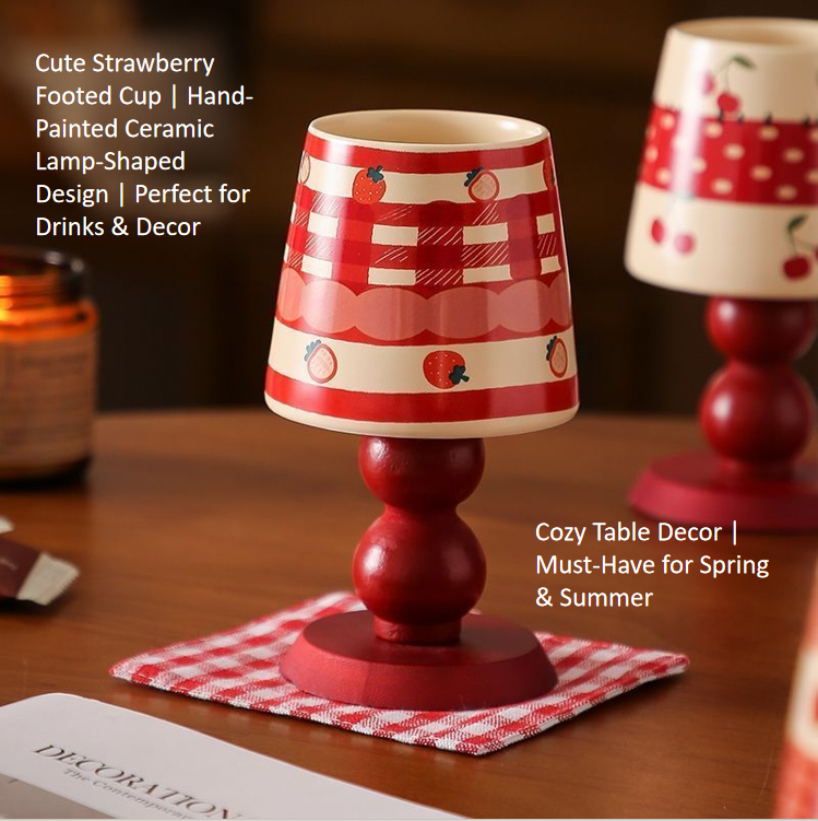 Apple, cherry, and strawberry stemmed mug