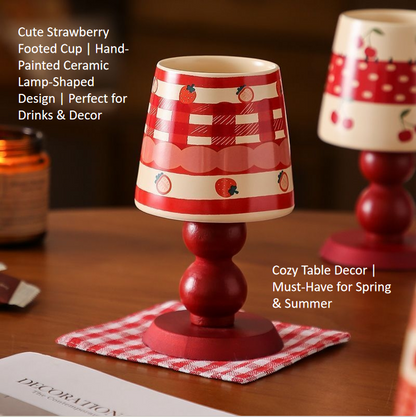 Apple, cherry, and strawberry stemmed mug