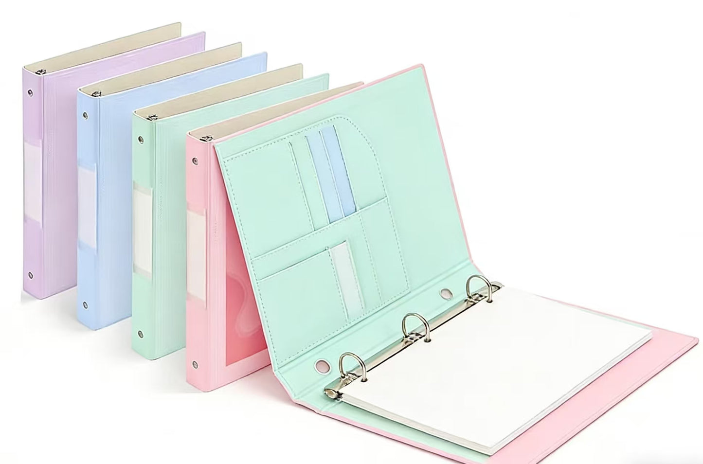 1 Inch 3 Ring Binders 4 Pack - Built Stronger with Safer Edges, Clear View Cover with Inside Pockets, Cute Pastel Colors for School & Office
