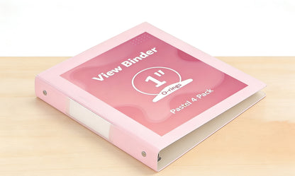 1 Inch 3 Ring Binders 4 Pack - Built Stronger with Safer Edges, Clear View Cover with Inside Pockets, Cute Pastel Colors for School & Office