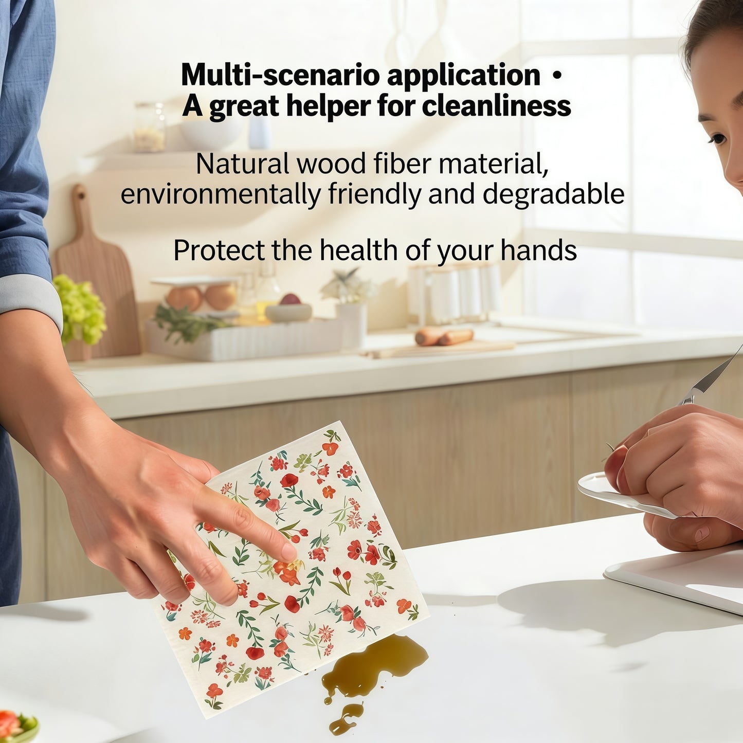 🧽🫧Imported German Wood Pulp Cotton Cleaning Cloths, Printed Swedish Dishcloths, Reusable Kitchen Dish Towels