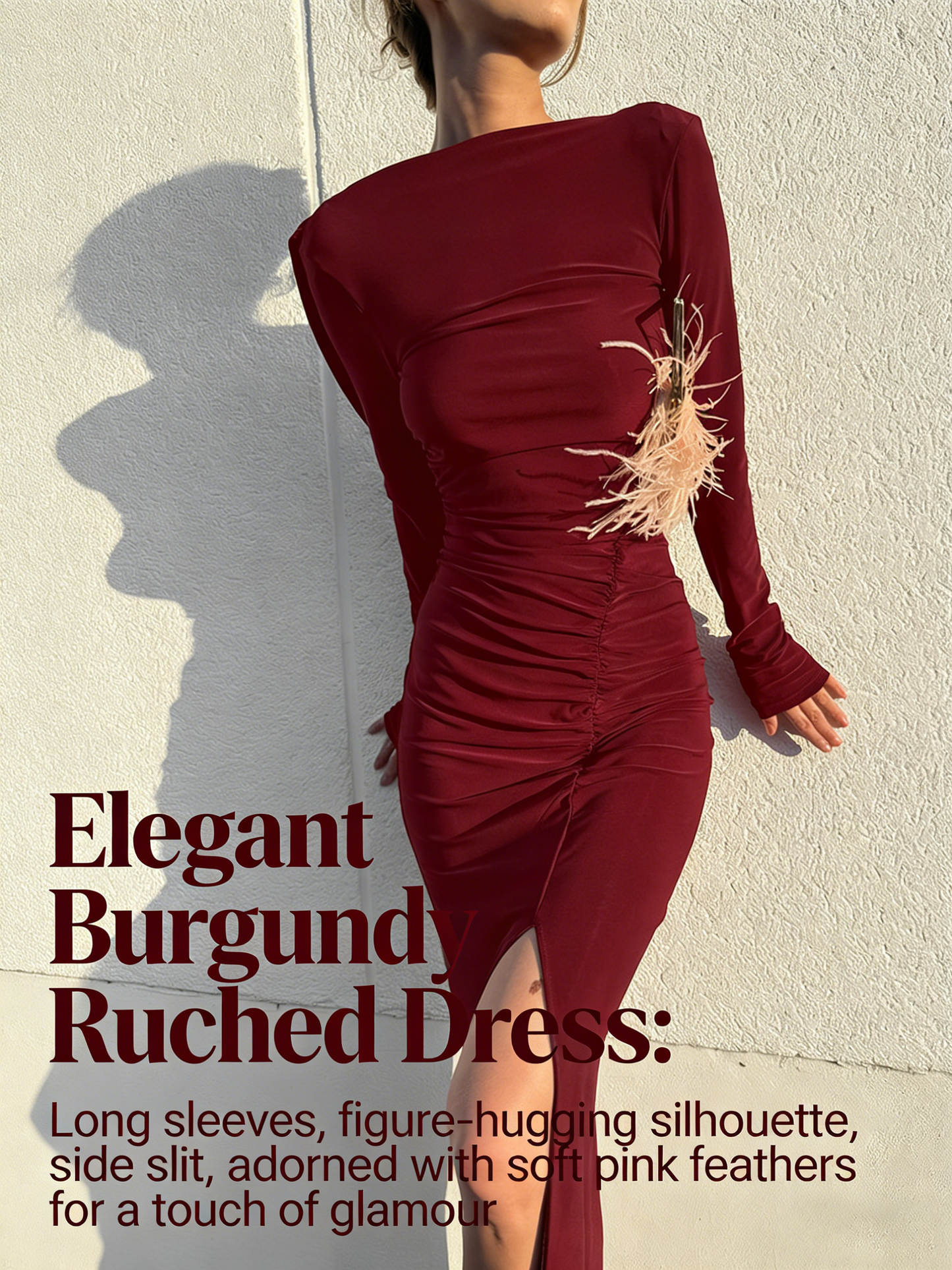 🎀💋New European and American style autumn sexy and fashionable backless long-sleeved slim high-waisted pleated slit long dress for women🎀💋