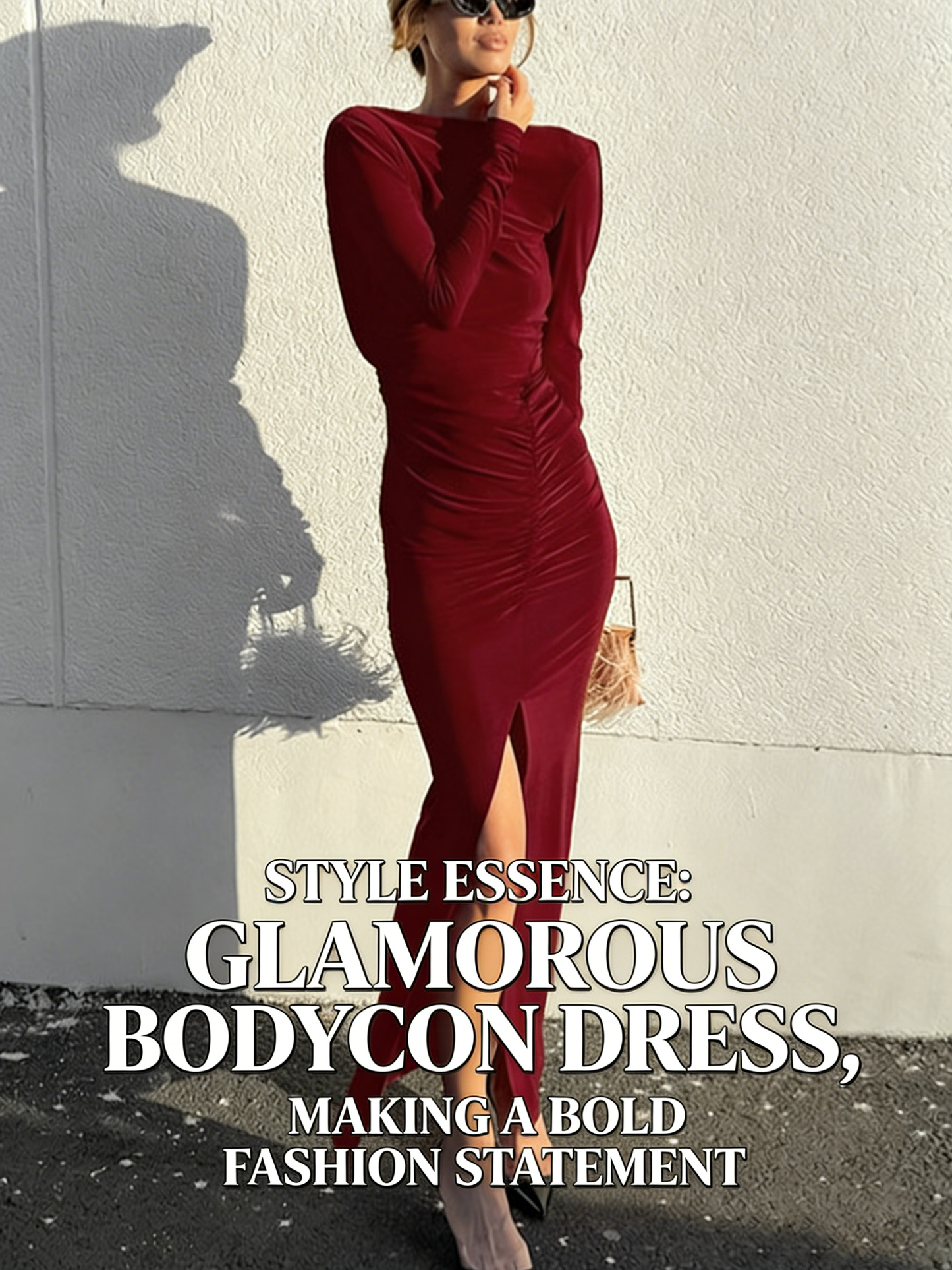 🎀💋New European and American style autumn sexy and fashionable backless long-sleeved slim high-waisted pleated slit long dress for women🎀💋
