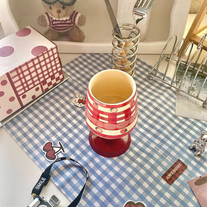 Apple, cherry, and strawberry stemmed mug