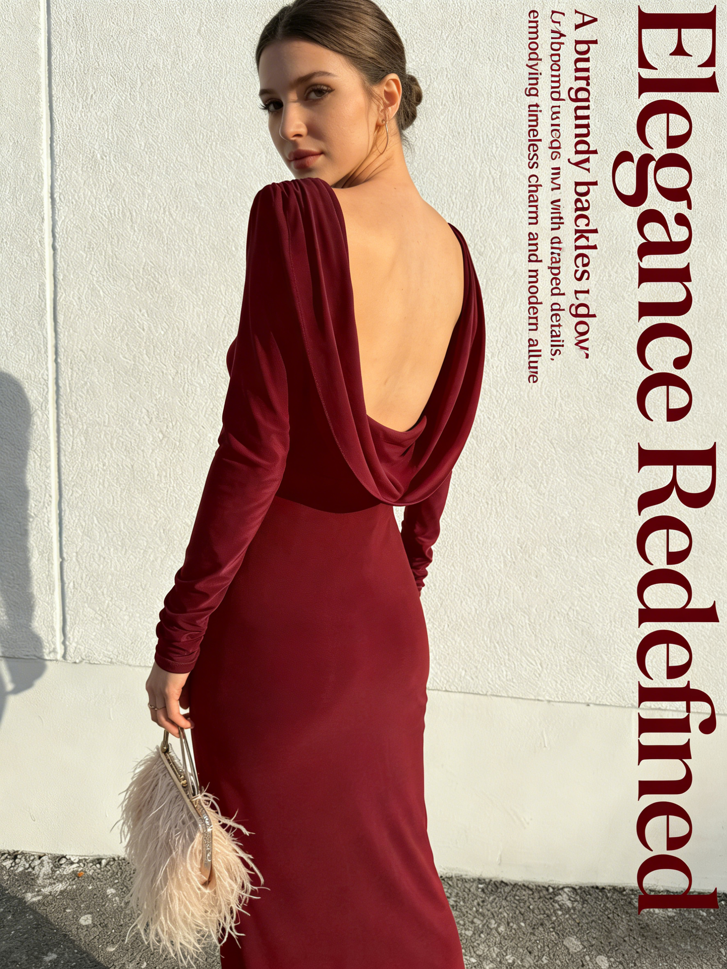 🎀💋New European and American style autumn sexy and fashionable backless long-sleeved slim high-waisted pleated slit long dress for women🎀💋