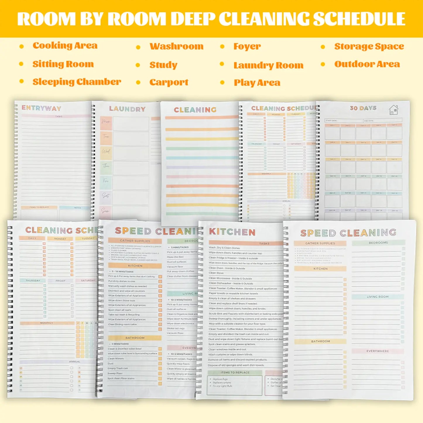 【ADHD Cleaning Planner】 A4 Size Daily Schedule & focus Checklist Notebook for Home Office & Dorm Use Durable Cover Smooth Pages Office Stationery Essential - Plannerbook