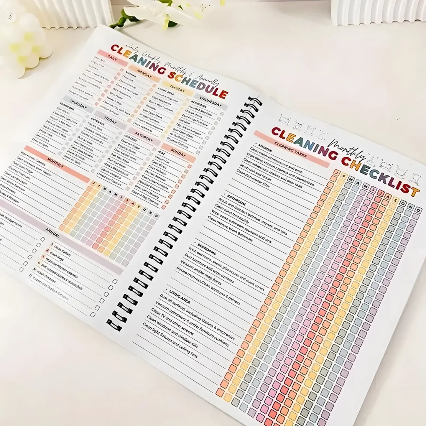 【ADHD Cleaning Planner】 A4 Size Daily Schedule & focus Checklist Notebook for Home Office & Dorm Use Durable Cover Smooth Pages Office Stationery Essential - Plannerbook