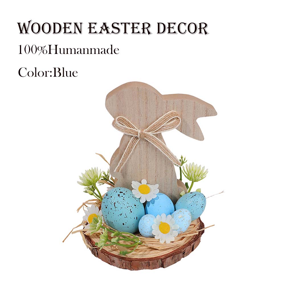 🔥🔥Big Sale 26%Off  Wooden Easter Bunny Egg Desktop Decoration,"YEE",Wooden Easter Decor