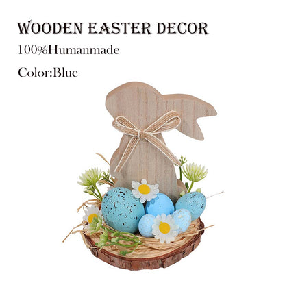 🔥🔥Big Sale 26%Off  Wooden Easter Bunny Egg Desktop Decoration,"YEE",Wooden Easter Decor