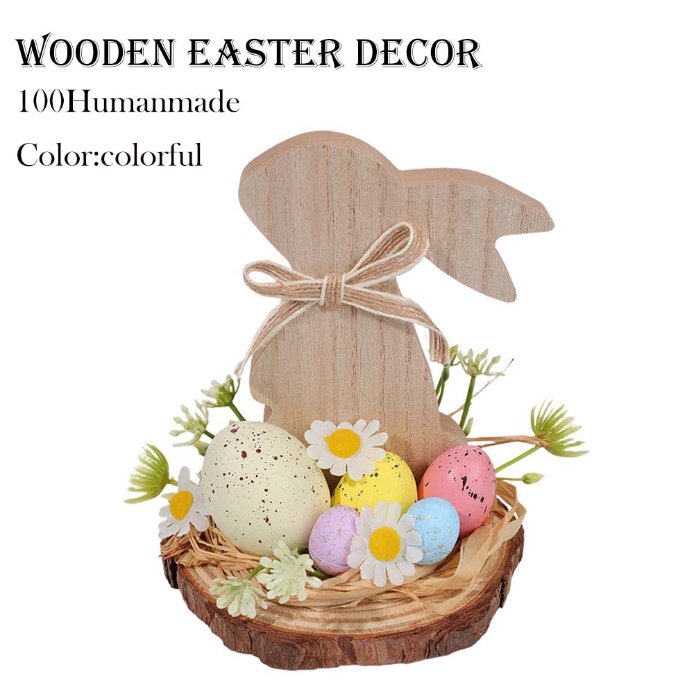 🔥🔥Big Sale 26%Off  Wooden Easter Bunny Egg Desktop Decoration,"YEE",Wooden Easter Decor