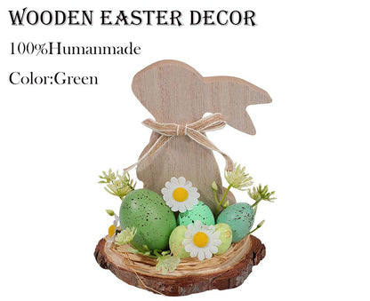 🔥🔥Big Sale 26%Off  Wooden Easter Bunny Egg Desktop Decoration,"YEE",Wooden Easter Decor