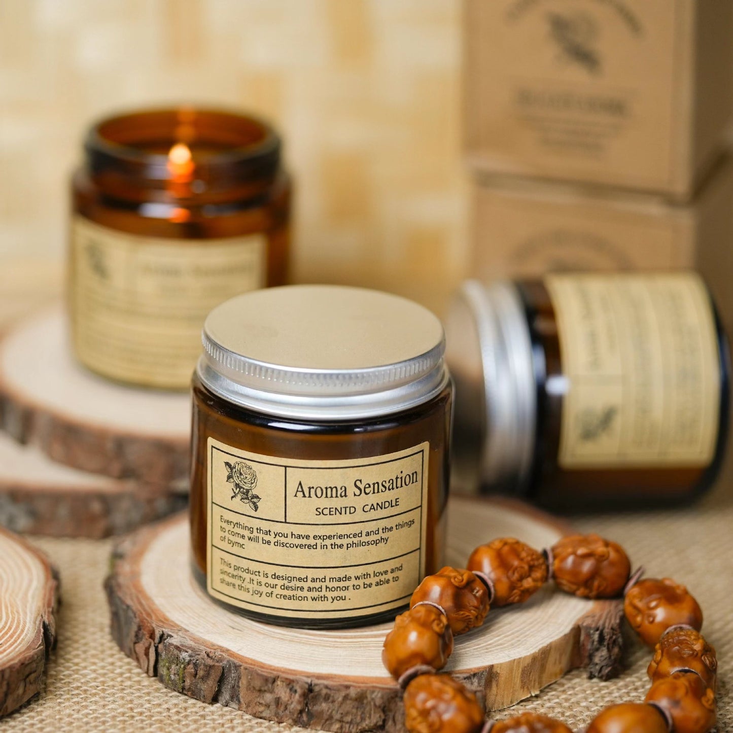 Aroma Sensation Scented Candle | Amber Jar Home Fragrance