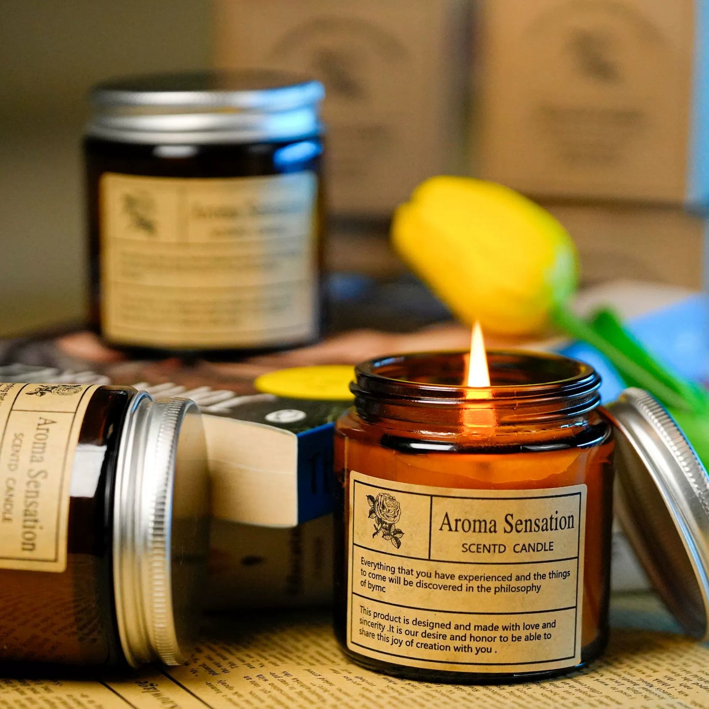 Aroma Sensation Scented Candle | Amber Jar Home Fragrance