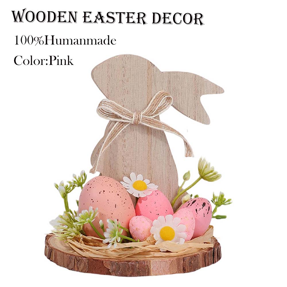 🔥🔥Big Sale 26%Off  Wooden Easter Bunny Egg Desktop Decoration,"YEE",Wooden Easter Decor