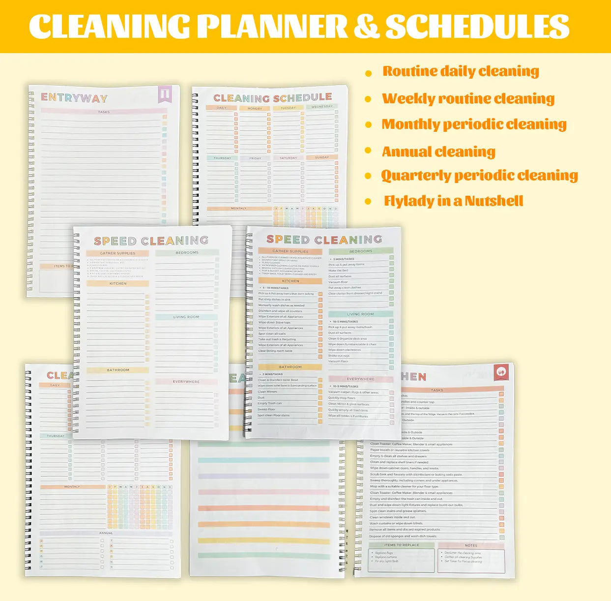 【ADHD Cleaning Planner】 A4 Size Daily Schedule & focus Checklist Notebook for Home Office & Dorm Use Durable Cover Smooth Pages Office Stationery Essential - Plannerbook