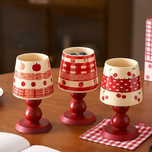 Apple, cherry, and strawberry stemmed mug
