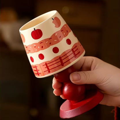 Apple, cherry, and strawberry stemmed mug