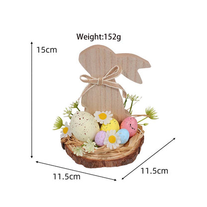 🔥🔥Big Sale 26%Off  Wooden Easter Bunny Egg Desktop Decoration,"YEE",Wooden Easter Decor