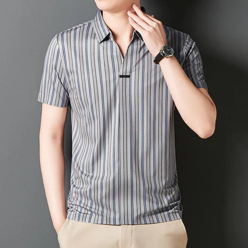 Men's Summer Striped Short Sleeve Shirt（50% OFF）
