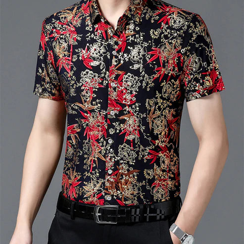 Men's Trendy Pattern Breathable Short Sleeve Shirt
