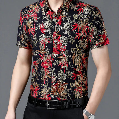 Men's Trendy Pattern Breathable Short Sleeve Shirt