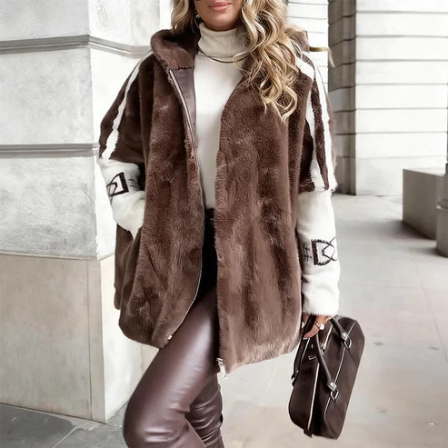 ⏳Time-Limited Special⏰Women's Casual Hooded Zip-Up Plush Coat